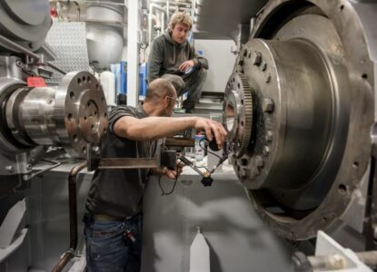 Yacht refit - Checking of shaft line works on a large yacht- Amico & Co